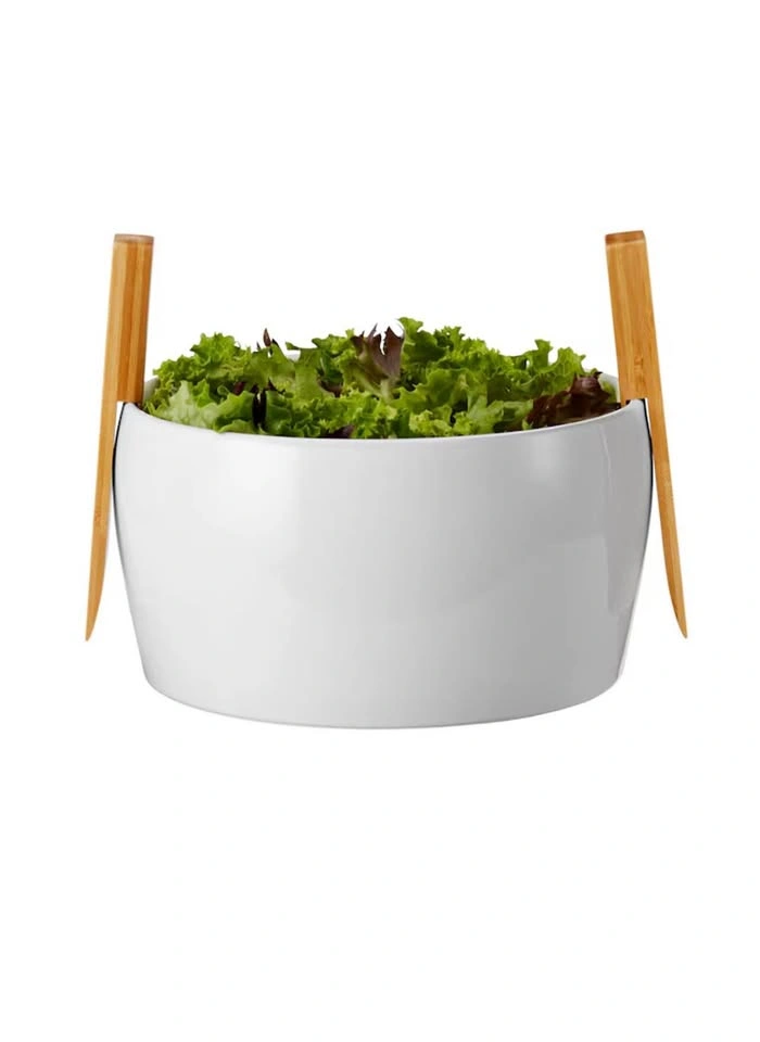 New Reusable Salad Bowl with Bamboo Tongs, 10-in, 3-pk