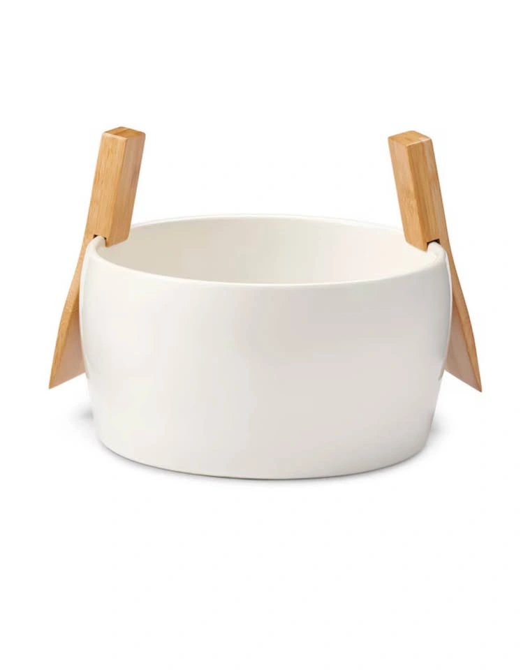 New Reusable Salad Bowl with Bamboo Tongs, 10-in, 3-pk - photo 2