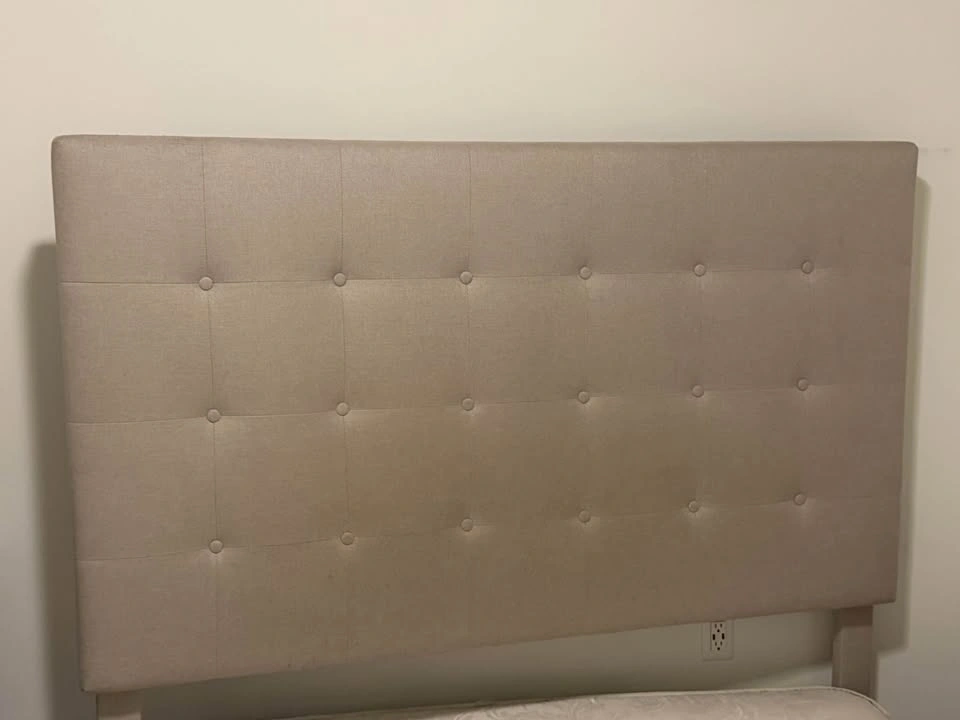 Queen Upholstered Bed Frame (Modern Beige) – Great Condition - photo 5