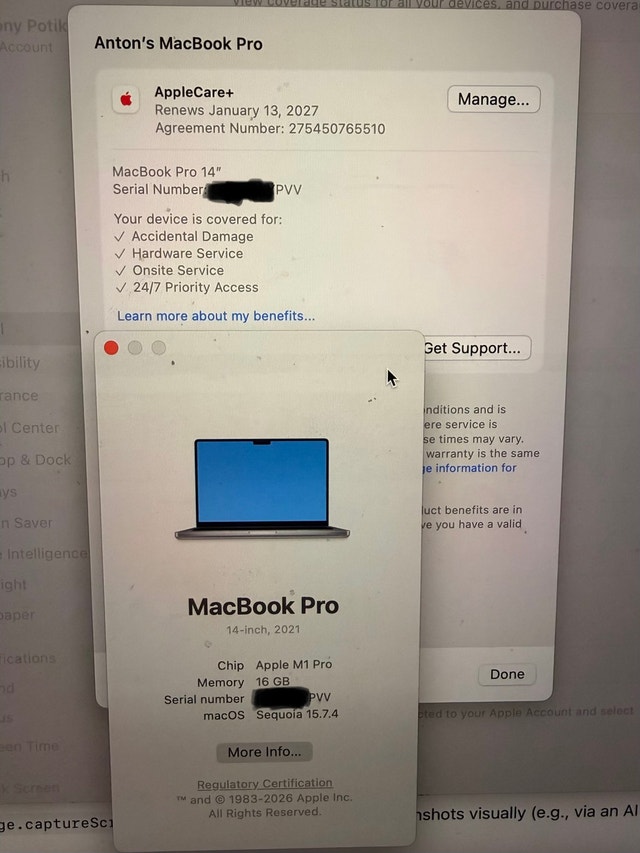 MacBook Pro 14” 2021 + AppleCare+