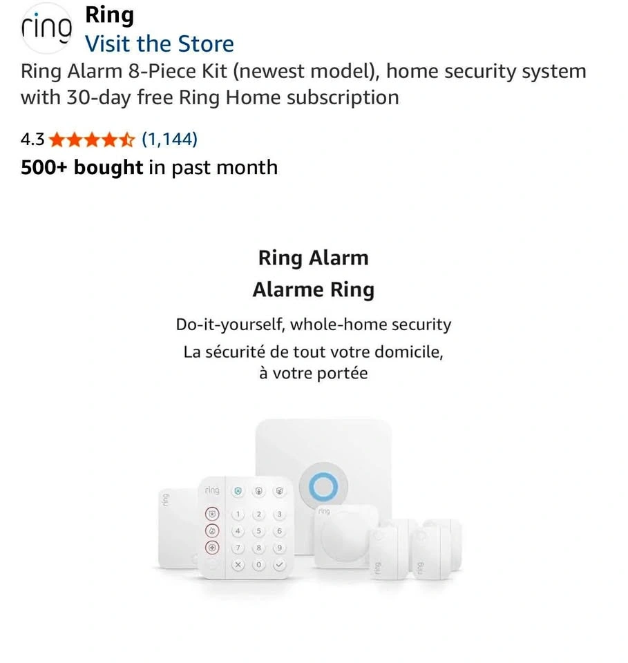 Brand New Sealed Ring Alarm System 8-Piece Kit
