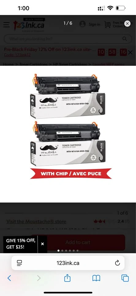 141A W1410A Black Toner Cartridge 950 Pages - Moustache (2/Pack)