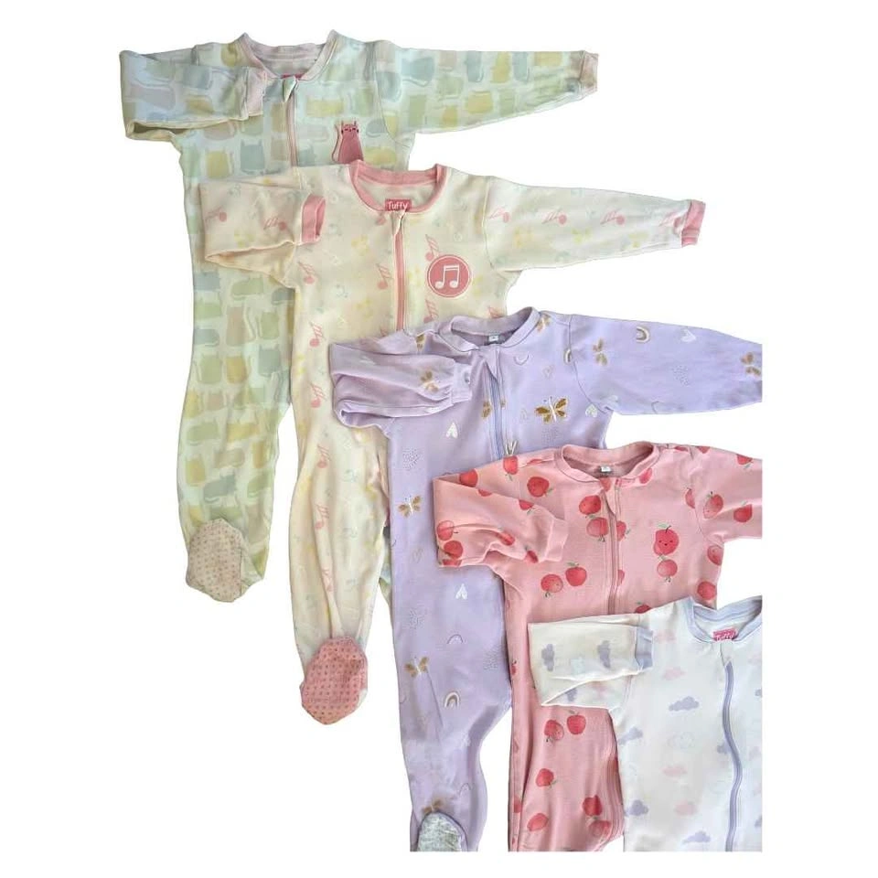 5 Tuffy Cotton Baby Girl Sleepers 18M & 24M Footed Pajamas Bundl - photo 3