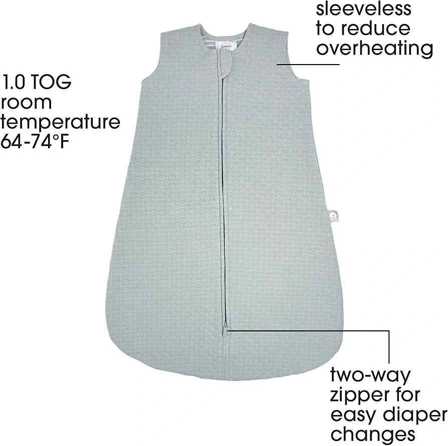 Boppy Baby Sleep Sack 12-18 Months, 1 TOG Cotton Gray