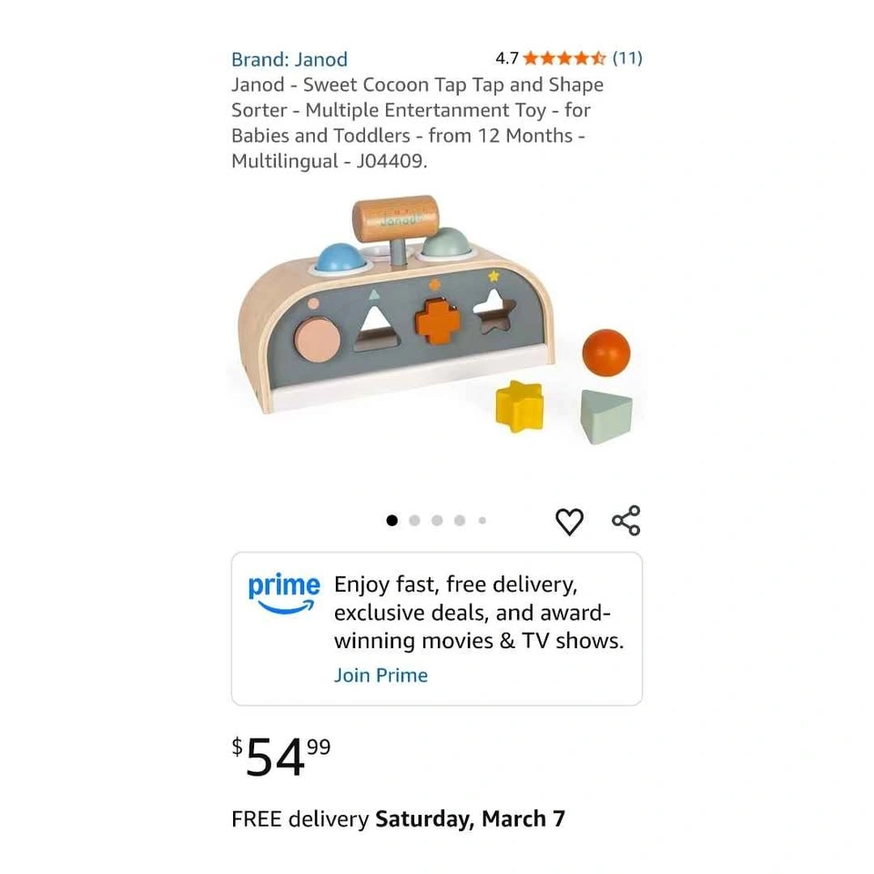 Janod Sweet Cocoon Tap Tap & Shape Sorter - FSC Wooden Toy - photo 2