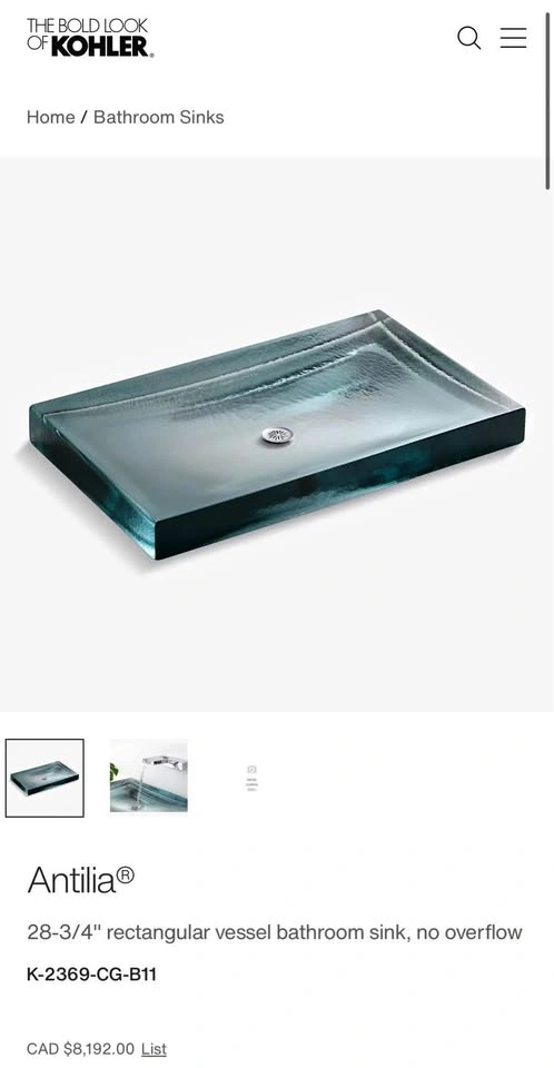KOHLER ANTILIA RECTANGULAR BATHROOM SINK