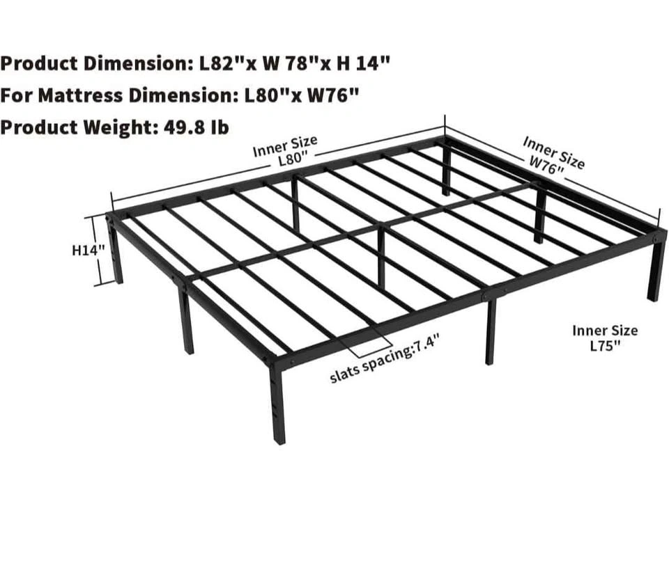 14 Inch Metal Bed Frame King - photo 2