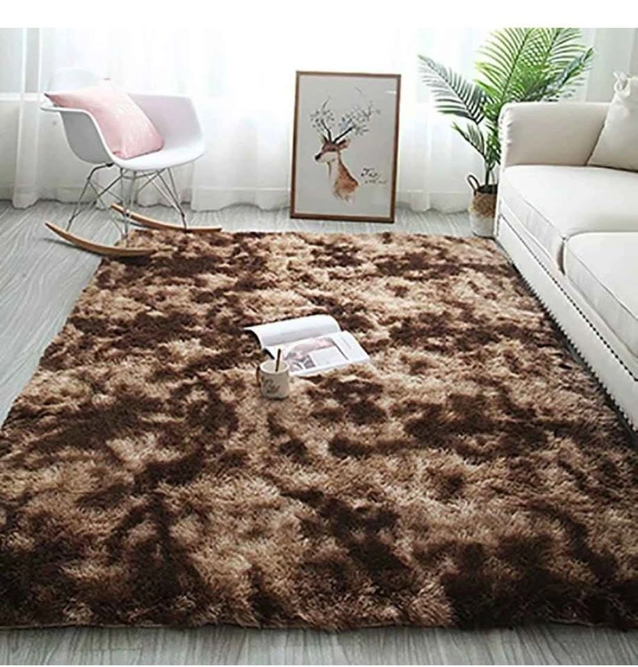5x7 ft Dark Brown Furry Area Rug - photo 4