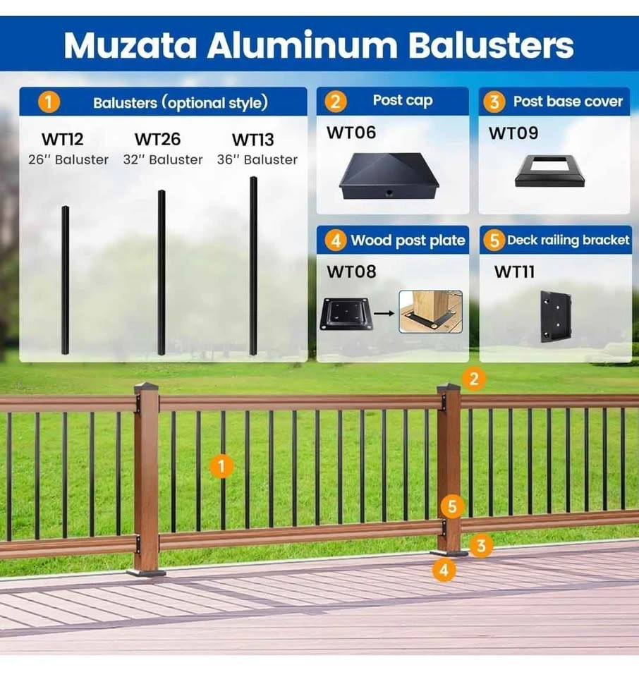 50 Pack 36" Black Aluminum Deck Railing Balusters - photo 4