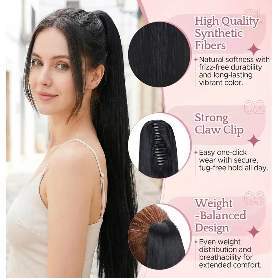 Claw Clip Ponytail Hair Extension Black - photo 4