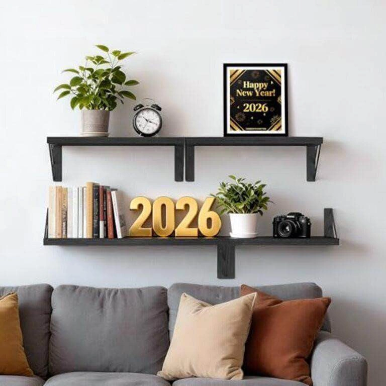 Floating Wall Shelves - Black - Set of 4 - New - photo 5