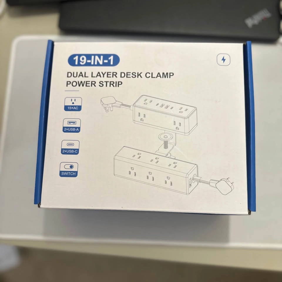 Desk Clamp Power Bar - 15 Outlets + USB-C - 10FT Cord - New - photo 2
