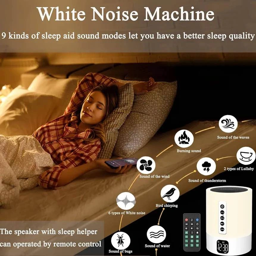 Alarm Clock Bluetooth Speaker – Night Light & White Noise – New - photo 2