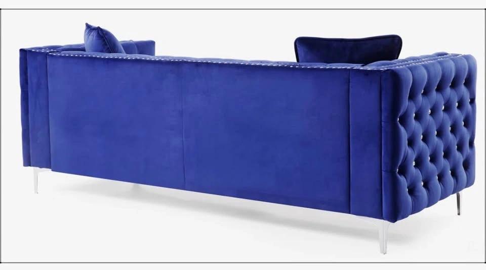 Paige Tufted Velvet 3-Seater Sofa - Blue/Turquoise - photo 4