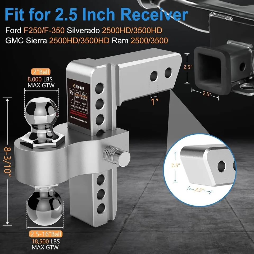 8" Trailer Hitch - 2 1/2” Receiver - 18,500 lbs - Brand New image indicator(2)