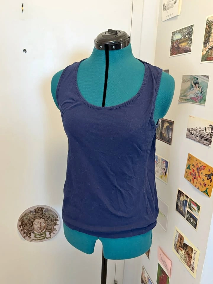 Dark Blue Cotton Tank Top - M