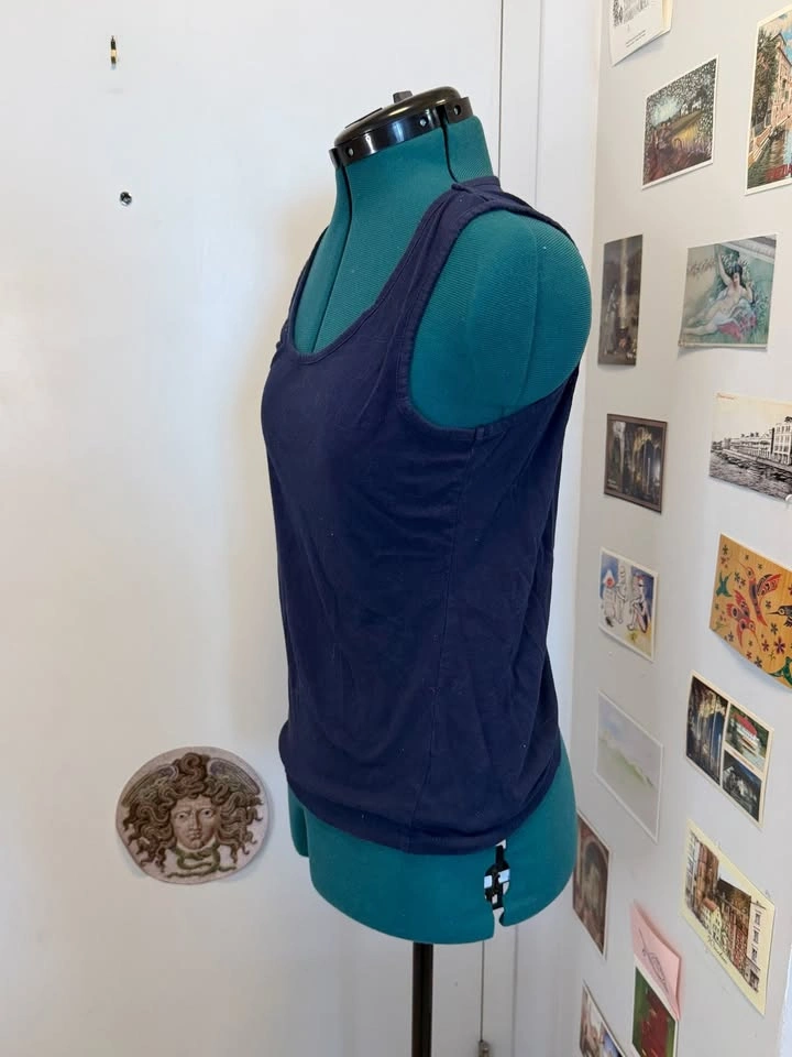 Dark Blue Cotton Tank Top - M - photo 2