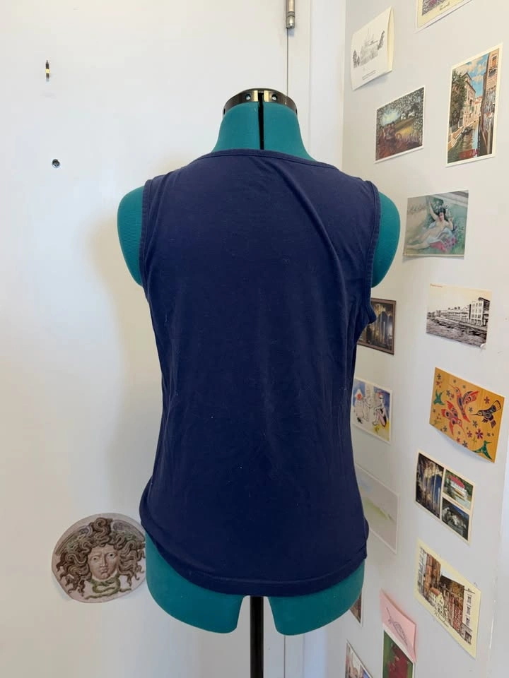 Dark Blue Cotton Tank Top - M - photo 3