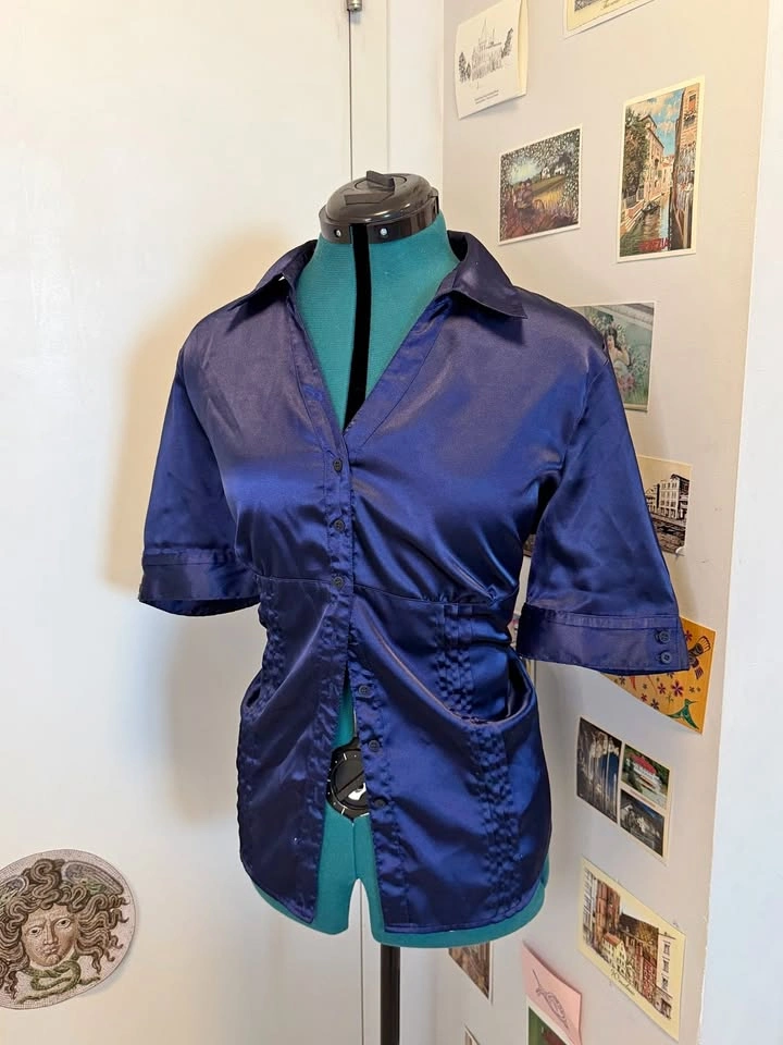 Blue Satin Blouse - Size 13