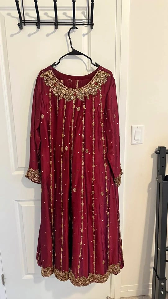 Maroon Pakistani Kaam Dress