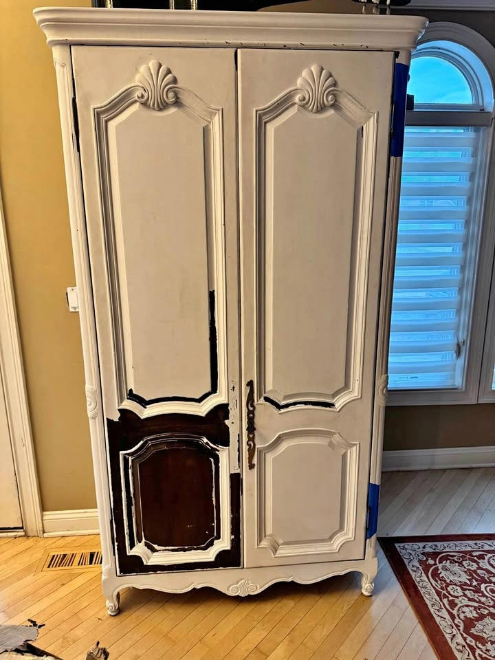 Vintage French Provincial Armoire / Wardrobe – Solid Wood Storag