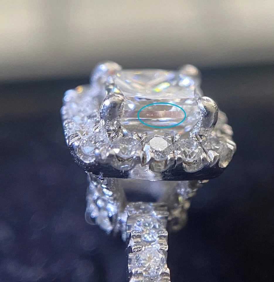 GIA Certified Square Diamond Ring - 14K White Gold Halo - photo 4