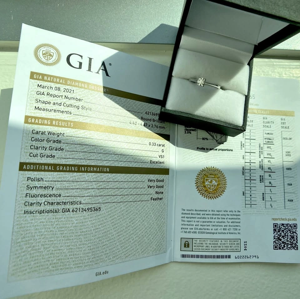 0.33 Carat GIA Diamond Engagement Ring - 18K White Gold