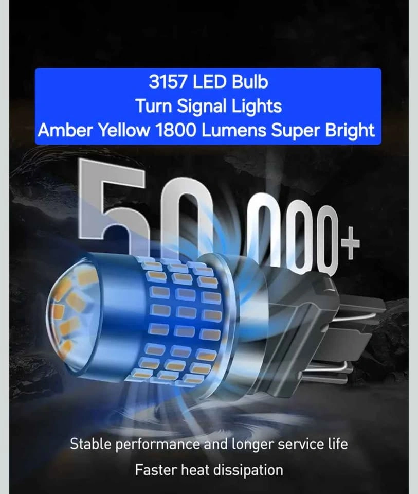 3157 LED Bulb Turn Signal Lights Amber Yellow - photo 2