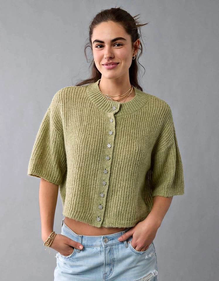 American Eagle Cropped Cardigan - Size Medium