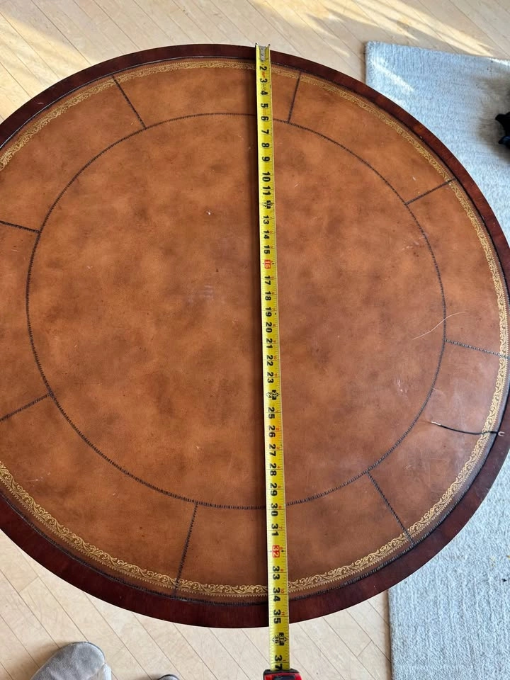 Vintage Round Drum Table with Drawers – Library / Entry Table - photo 4