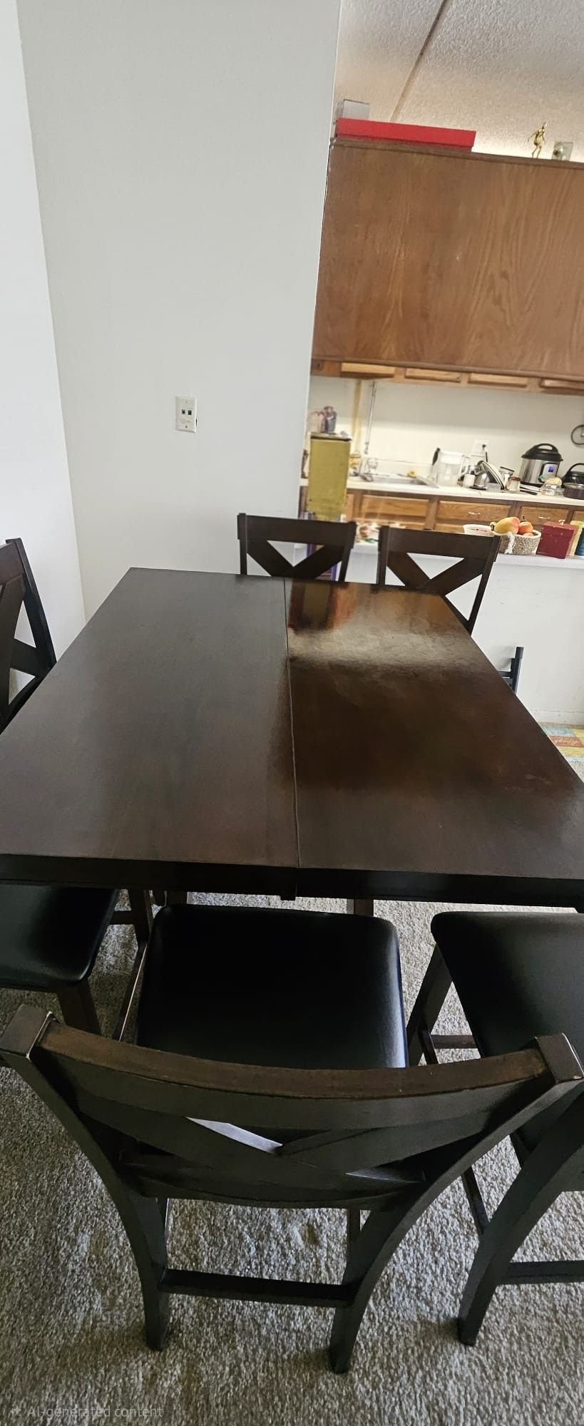 Solid Wood Dining Table Set - 6 Chairs + Leaf - Bob's Furniture - photo 2