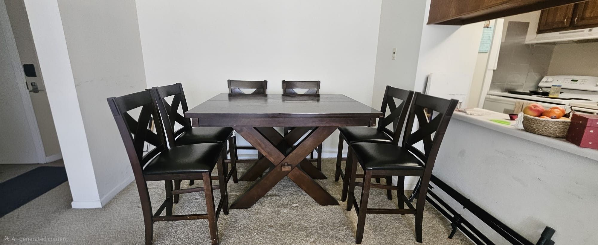 Solid Wood Dining Table Set - 6 Chairs + Leaf - Bob's Furniture - photo 3