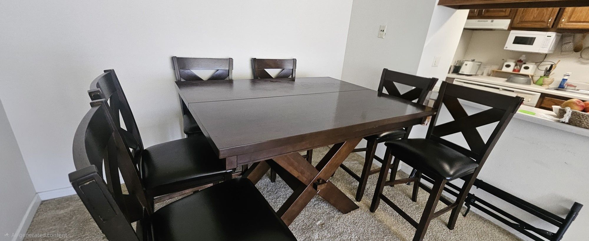 Solid Wood Dining Table Set - 6 Chairs + Leaf - Bob's Furniture - photo 4