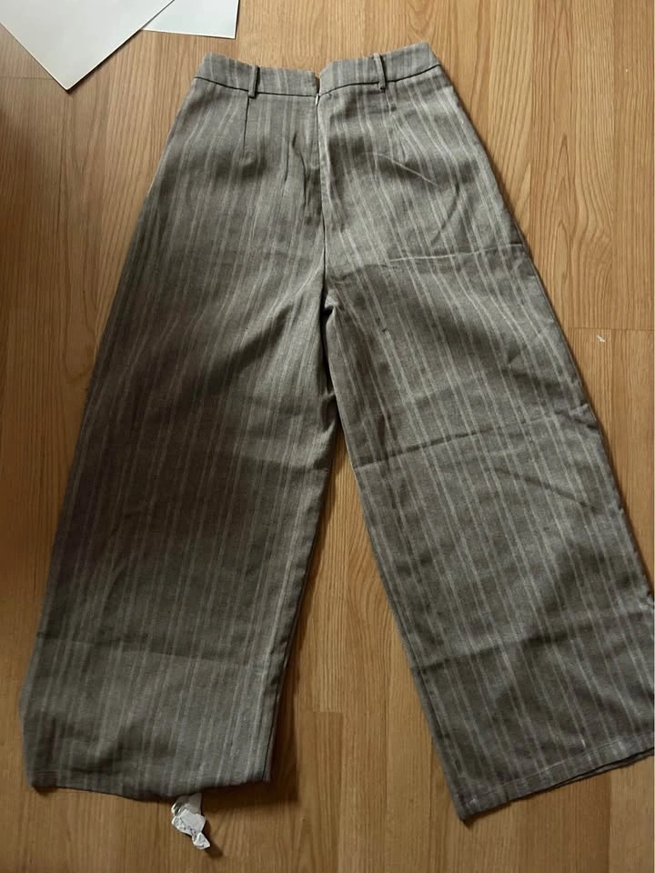 BNWT Commense High-Waisted Wide Leg Dress Pants – Brown Pinstrip - photo 2