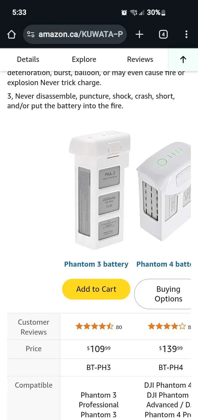 DJI Phantom 3 Battery Replacement - KUWATA 4500mAh