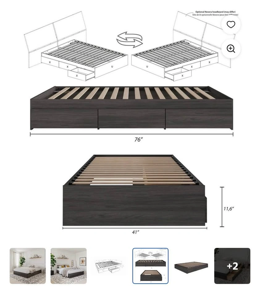 10" Mattress & Twin Platform Bed w/ 3 Drawers - photo 3