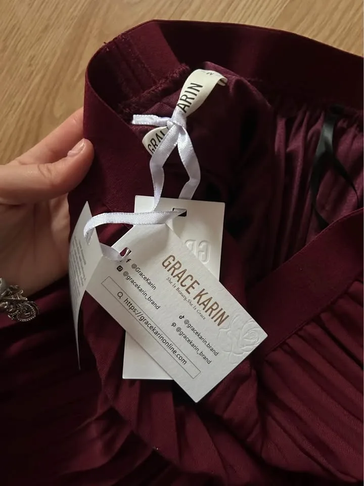BNWT Grace Karin Pleated Skirt – Burgundy, Midi Length - photo 2