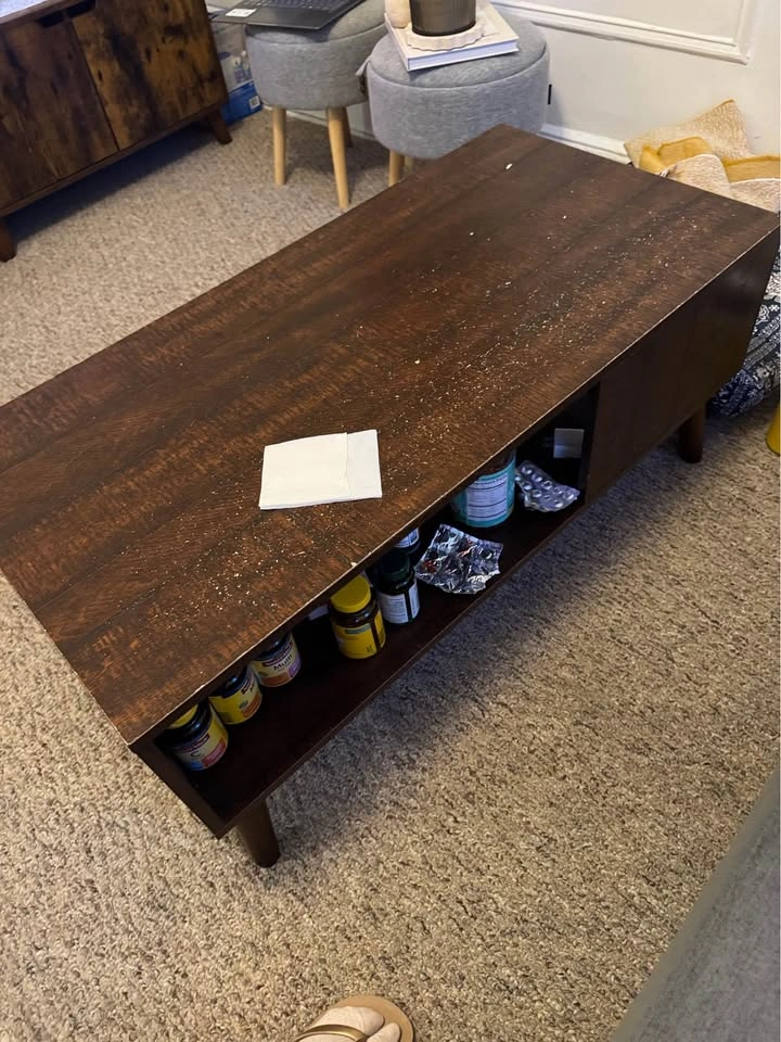 Dark brown wood coffee table - photo 3