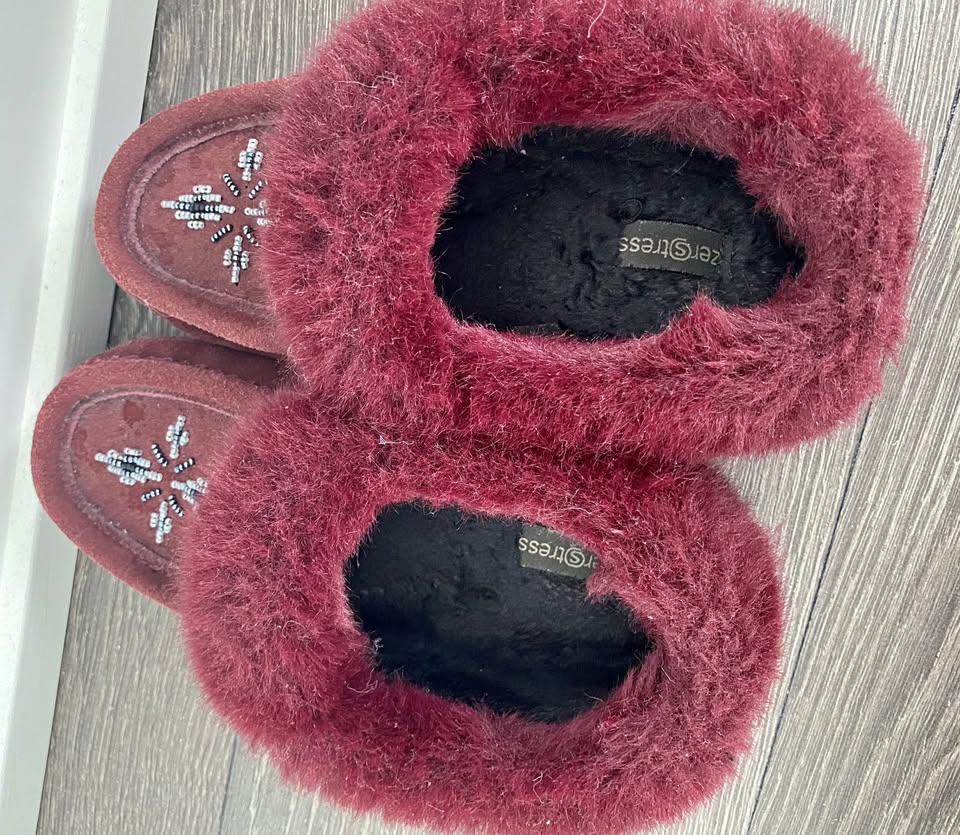 Real Fur Lined Moccasins - Size 6