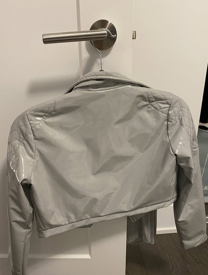 Meshki Latex Grey Cropped Jacket - photo 2
