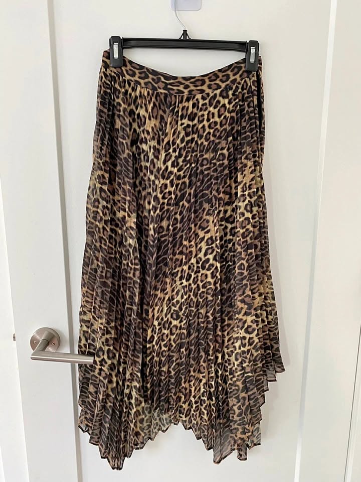 The Kooples Leopard Print Pleated Skirt - Size 1 (S)