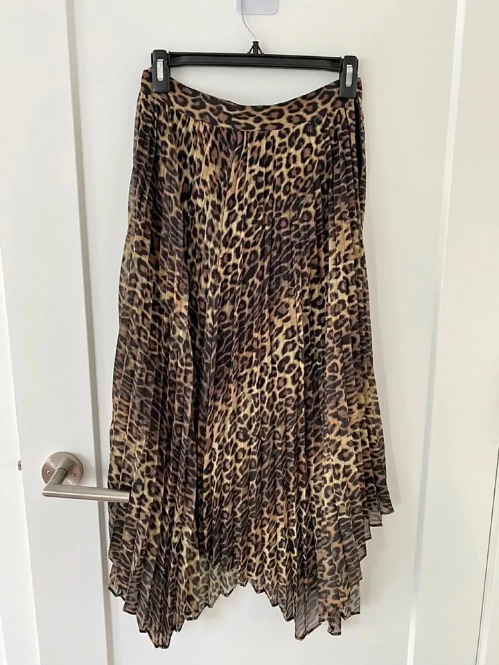 The Kooples Leopard Print Pleated Skirt - Size 1 (S) thumbnail