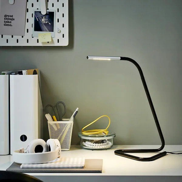 HÅRTE LED work lamp, black/silver