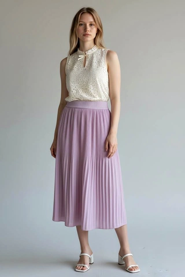 Naked Zebra Lavender Pleated Midi Skirt - Size Small