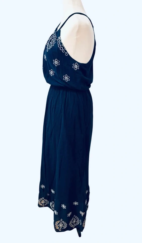 Old Navy Embroidered Navy Blue Small Halter Maxi Dress - photo 5