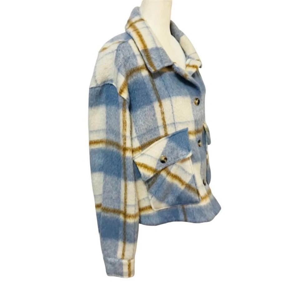 Baby Blue & White Plaid Large Shacket Jacket - photo 5