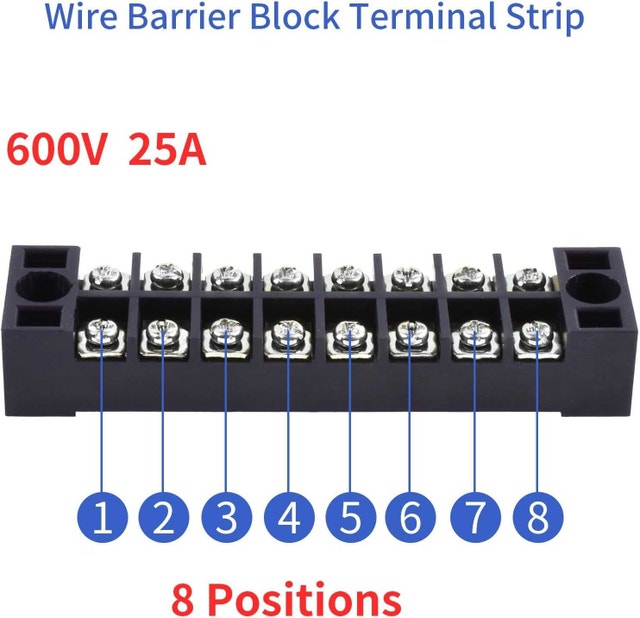 Wire Terminal Block 8 Position 25A 600V