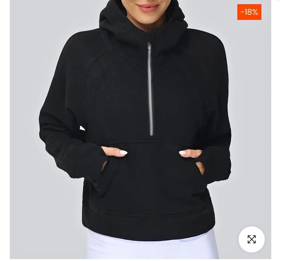 The Gym People Women's Black Half Zip Fleece Hoodie Size S