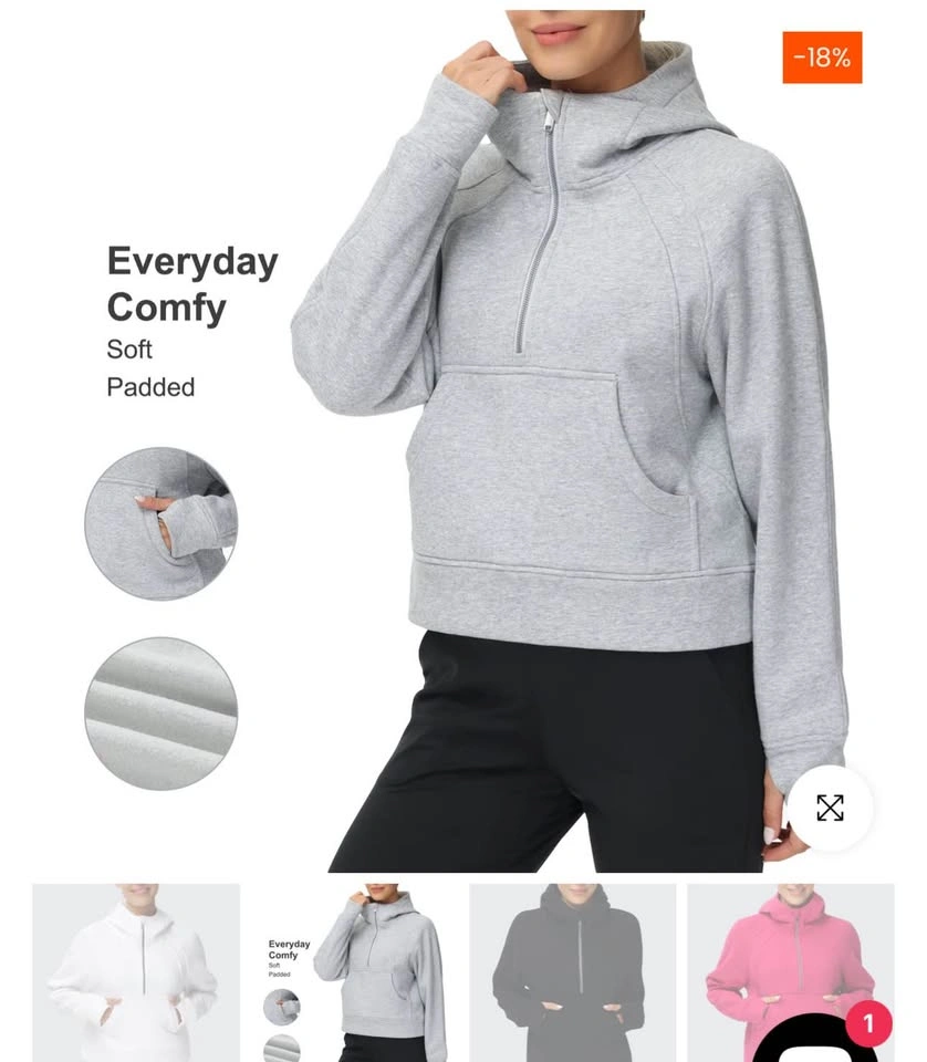 The Gym People Women's Black Half Zip Fleece Hoodie Size S - photo 4