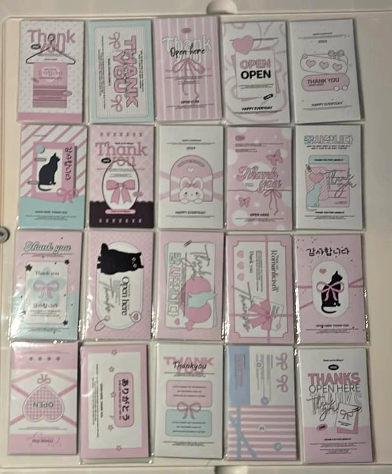 Cute Pink Thank You Cards Aesthetic Set